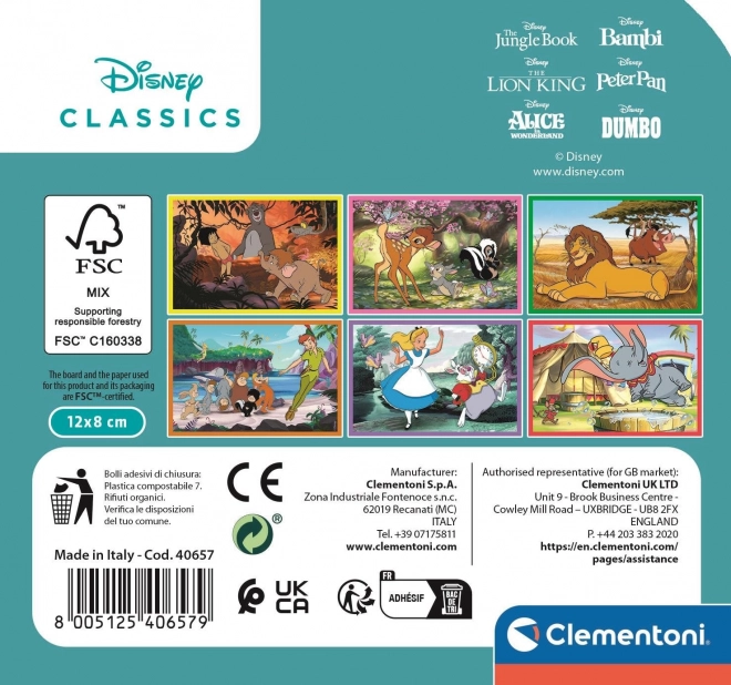 CLEMENTONI Slagalica kocke Disney klasika, 6 kocki