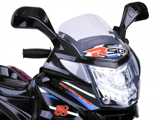 Dječji sportski motocikl sa šarenim LED osvjetljenjem – crna