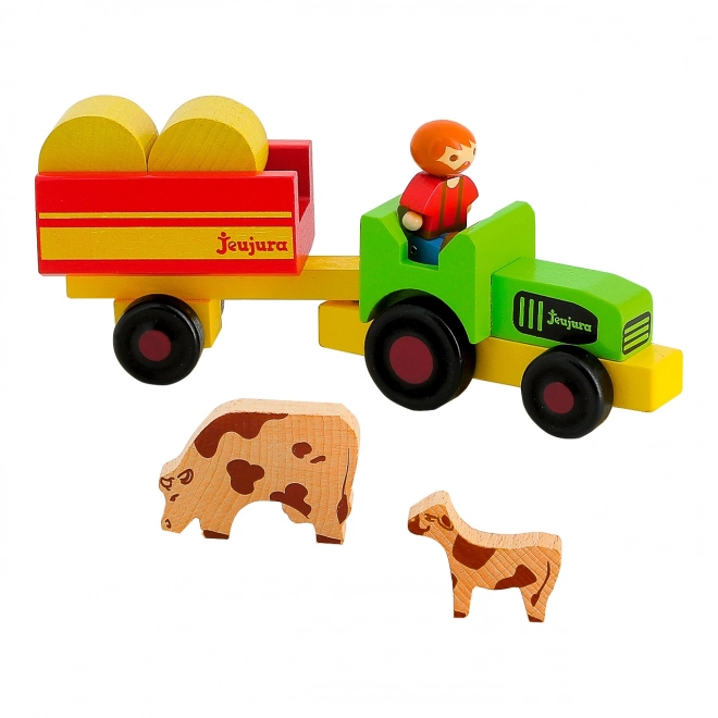 Jeujura drvene figurice farmer s traktorom