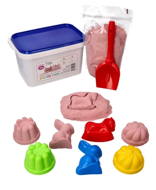 ADAM TOYS Kinetički pijesak ružičasti 2 kg + kalupi i lopatica