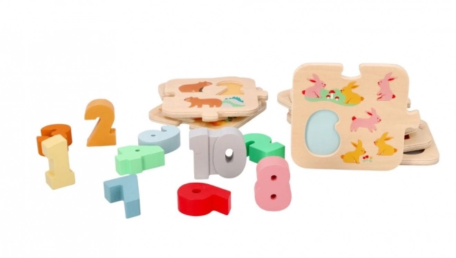 Drvene puzzle sa životinjama - učenje brojanja