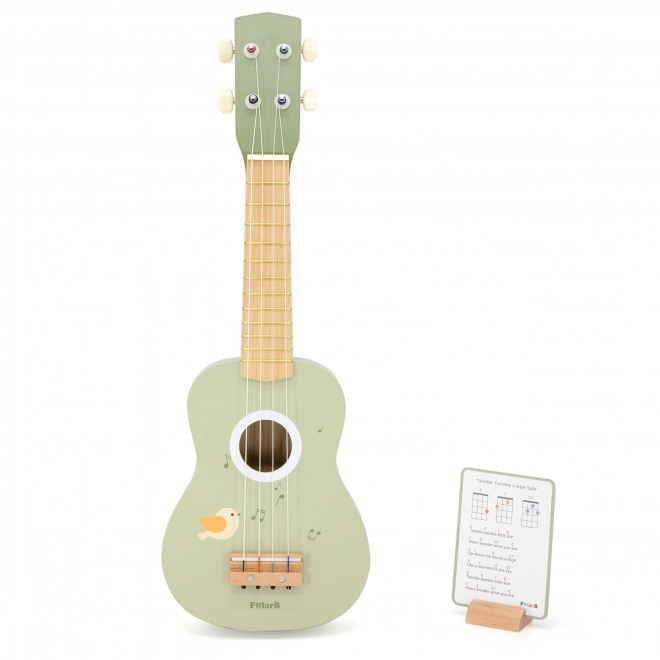 Drveno ukulele za djecu zeleno s notama