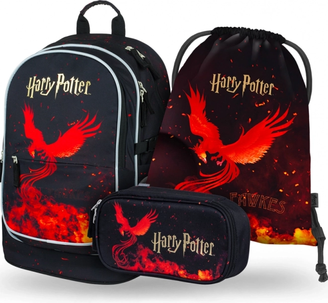 Školski set 3 kom Harry Potter Feniks – ruksak, pernica i vrećica