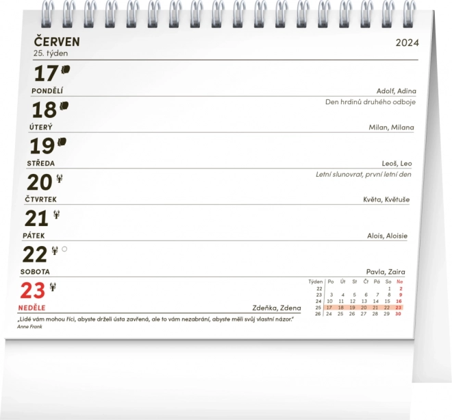 Stolni kalendar Suncokreti, s citatima 2024, 16,5 × 13 cm