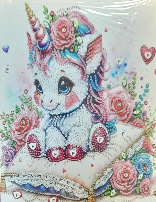 NORIMPEX Dijamantno slikanje na platnu Cvjetni jednorog 23x30cm
