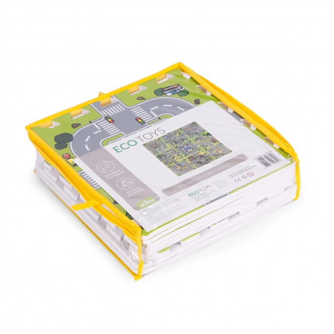 Velika pjenasta prostirka EVA za djecu Grad 90,5x90,5 cm 21 kom ECOTOYS