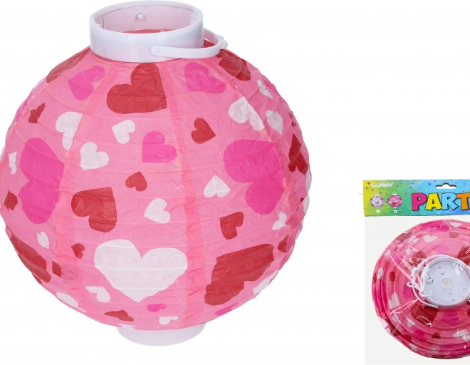 Lampion kugla 20 cm na baterije s motivom srca
