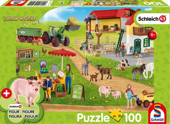 SCHMIDT Puzzle Schleich Farma s prodajnim štandom 100 dijelova + figura Schleich