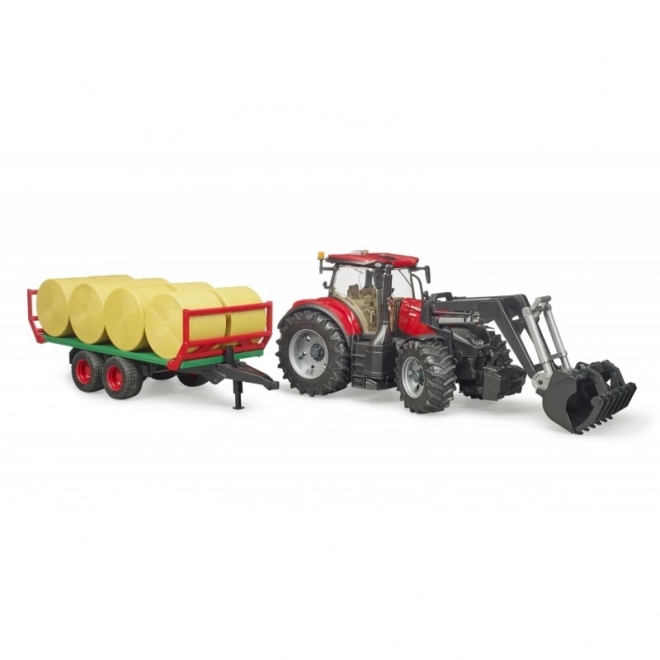Bruder traktor Case IH Optum 300 CVX s prednjim utovarivačem i prijevoznim sredstvom za bale