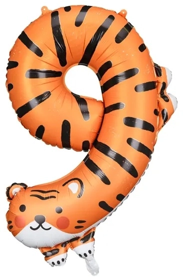 Folijski rođendanski balon broj 9 - Tigar 64 x 87 cm