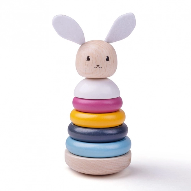 Bigjigs Baby Drvena motoricka nasazna kula zec