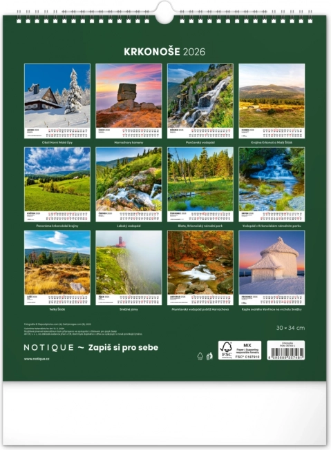 Zidni kalendar Krkonoše 2026