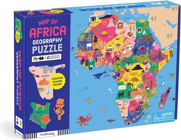Mudpuppy geografske puzzle Karta Afrike 70 dijelova