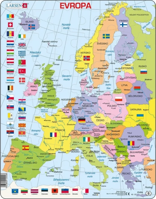 Larsen slagalica Politička karta Europe 48 dijelova