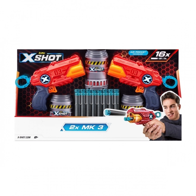 ZURU X-SHOT EXCEL MK 3 dvostruki paket s rotirajućom cijevi i 16 metaka