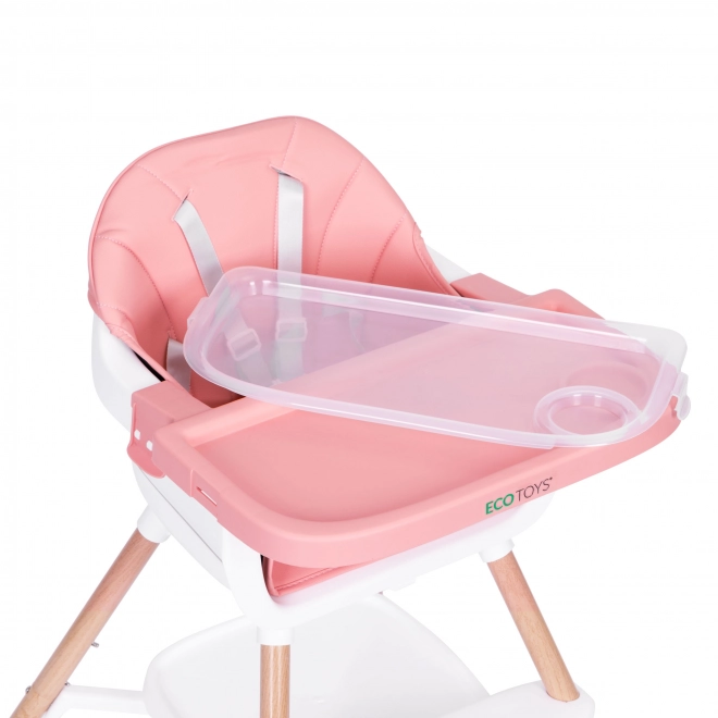 Dječja stolica za hranjenje 2u1 roza ECOTOYS