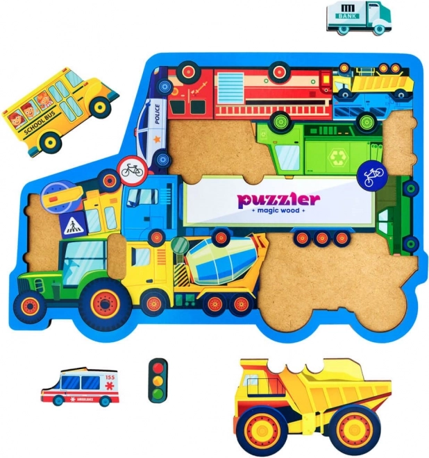 WOODLIKA Drvene puzzle Svijet prometnih sredstava 18 dijelova