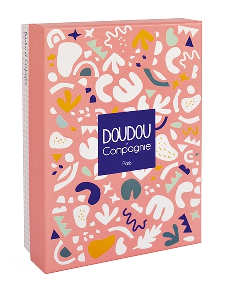 Doudou poklon set - igračka s držačem za dudu dinosaurus ružičasti