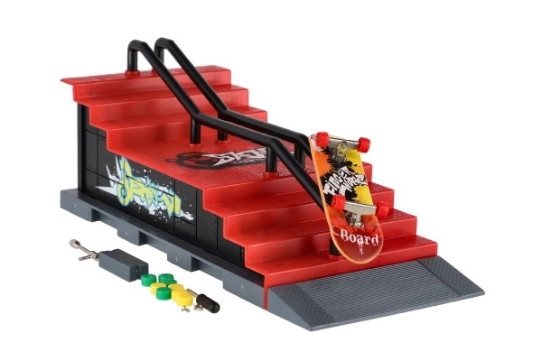 Skatepark - prstni skateboard s rampom plast 8cm s dodacima miješani tipovi u kutiji 28x18cm