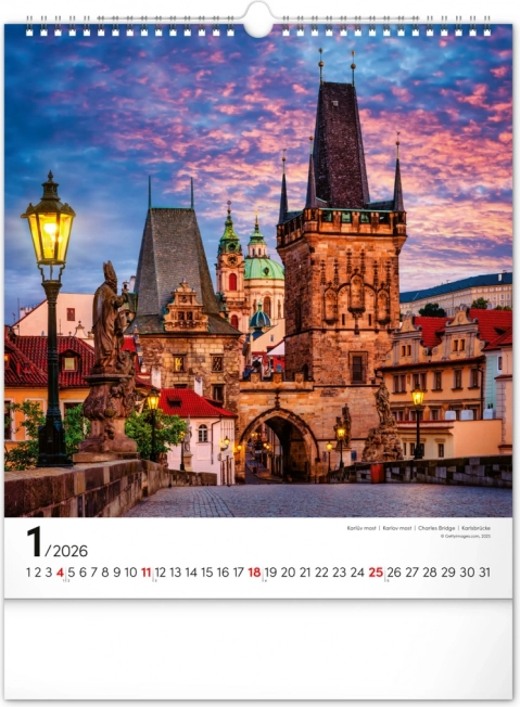Zidni kalendar Praga 2026