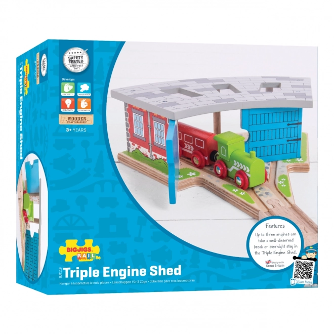 Bigjigs Rail Trostruko skladište s vratima