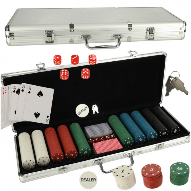 Set za poker u kovčežiću 500 žetona 2 paketa karata