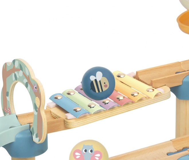 Drvena staza s kuglicama s ksilofonom Tooky Toy 44 kom