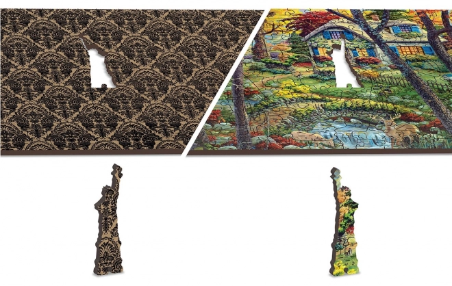 Drvene puzzle kućica u šumi 2u1