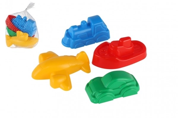 Kalupe za pješčane kolače 4kom plastična prometna sredstva u mrežici 12m+