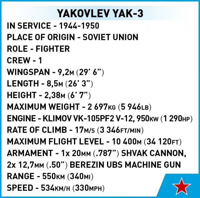 Konstrukcijski set Yakovlev Yak-3