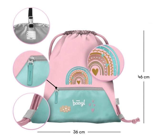 BAAGL 3 SET Zippy Duha roze: torba, pernica, vrećica