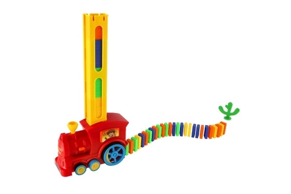 Lokomotiva/Vlak domino stavljajući plastika 16cm na baterije sa zvukom i svjetlom u kutiji 33x23,5x8cm