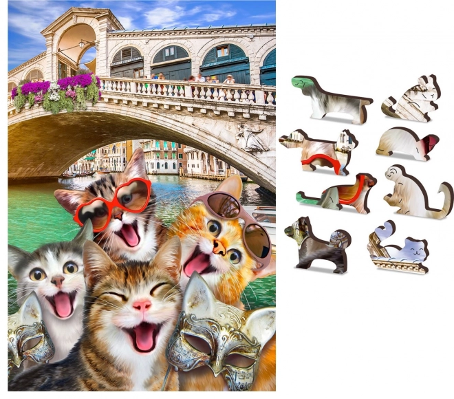 Drvene puzzle Mačići u Veneciji 2u1