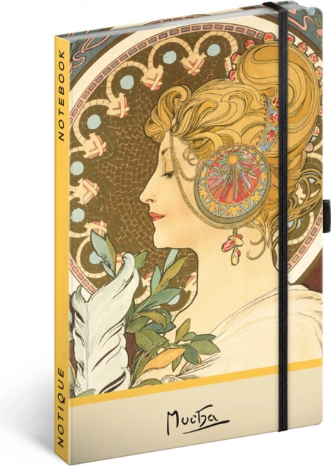 Bilježnica Alfons Mucha – Pero, točkasta, 13 × 21 cm