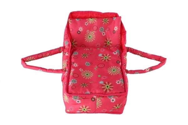 Tkaninska prijenosna nosiljka za lutke Pink Floral 21x40x18 cm