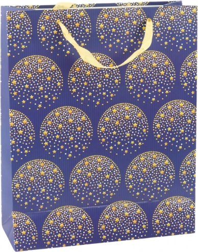 Elegantna poklon-vrećica sa zlatnim zvjezdicama, tamnoplava 32 × 26 × 12 cm