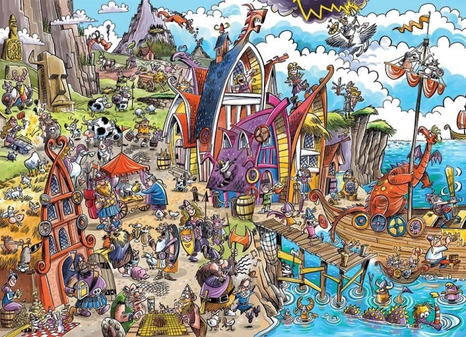 Slagalica COBBLE HILL DOODLETOWN: vikinško selo – 1000 dijelova