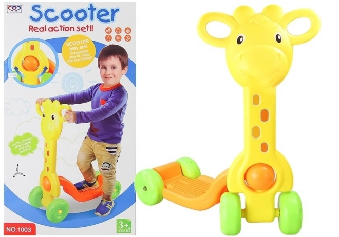 Dječji romobil 4 kotača žirafa žuta