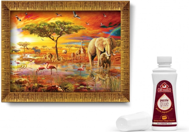 ART PUZZLE Slagalica s okvirom i ljepilom 3v1 1000 dijelova – Kraljevi savane