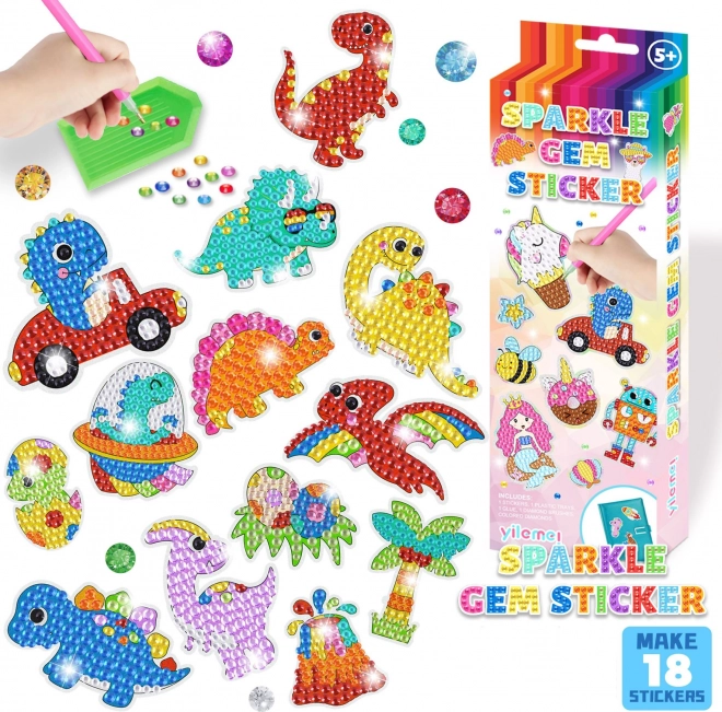 Set za dijamantno slikanje za djecu naljepnice - dinosauri
