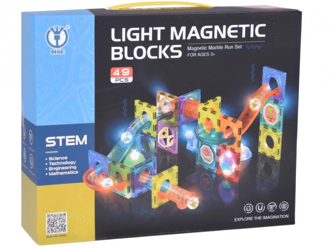 3D magnetne kocke za djecu Sklapanje svjetleće staze s kuglicama 49 elemenata ZA5250