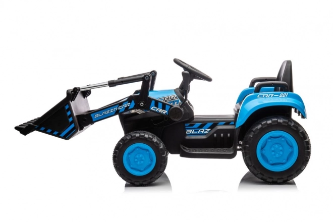 Električni dječji traktor s lopatom plavi