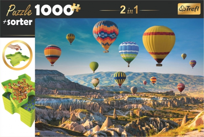Puzzle i razvrstač TREFL 2u1 Baloni nad Kapadokijom 1000 dijelova