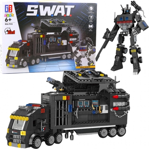 Konstrukcijski set 8u1 SWAT – policijska vozila i robot, 826 dijelova