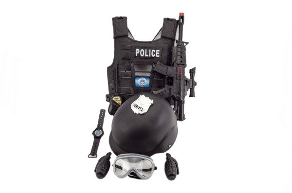 Set policijski pištolj i kaciga s dodacima plastika 38cm u mreži