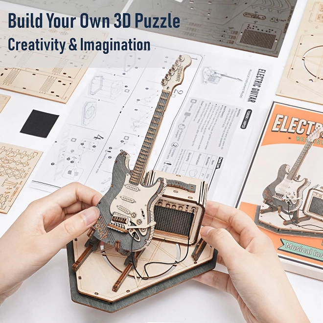 RoboTime drveni 3D puzzle - Električna gitara