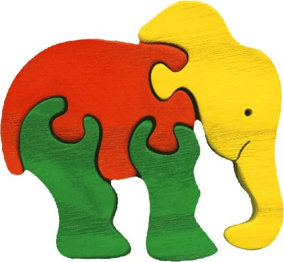 Fauna drvene umetaljke puzzle mali slon