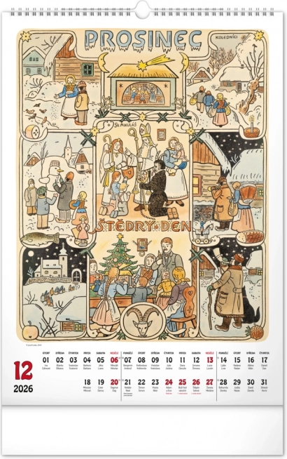 Zidni kalendar Josef Lada 2026