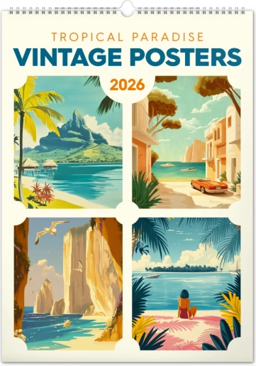 Zidni kalendar Vintage plakati Tropski rajevi 2026