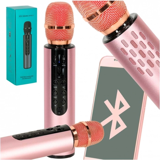 Bežični karaoke mikrofon s Bluetoothom, ružičasti